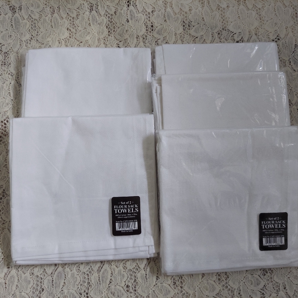 Ten Flour Sack Towels Plain White Dishtowels New in Package - Picture 6 of 9